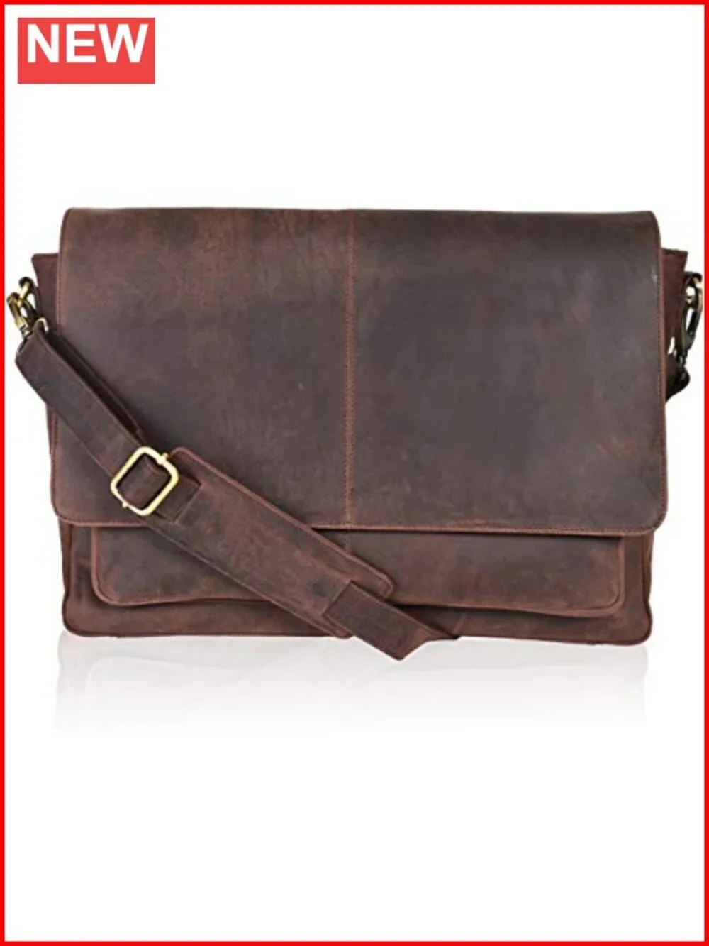 Leather Messenger Bag for Men Women Laptop Briefcase Office Adjustable Shoulder